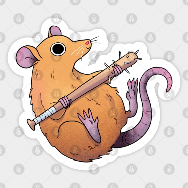 Rat with a bat Sticker by heyouwitheface